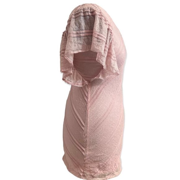 B_ENVIED Women's One Shoulder Pullover Top Stretch Lace Size Large Made USA Pink - Picture 2 of 8